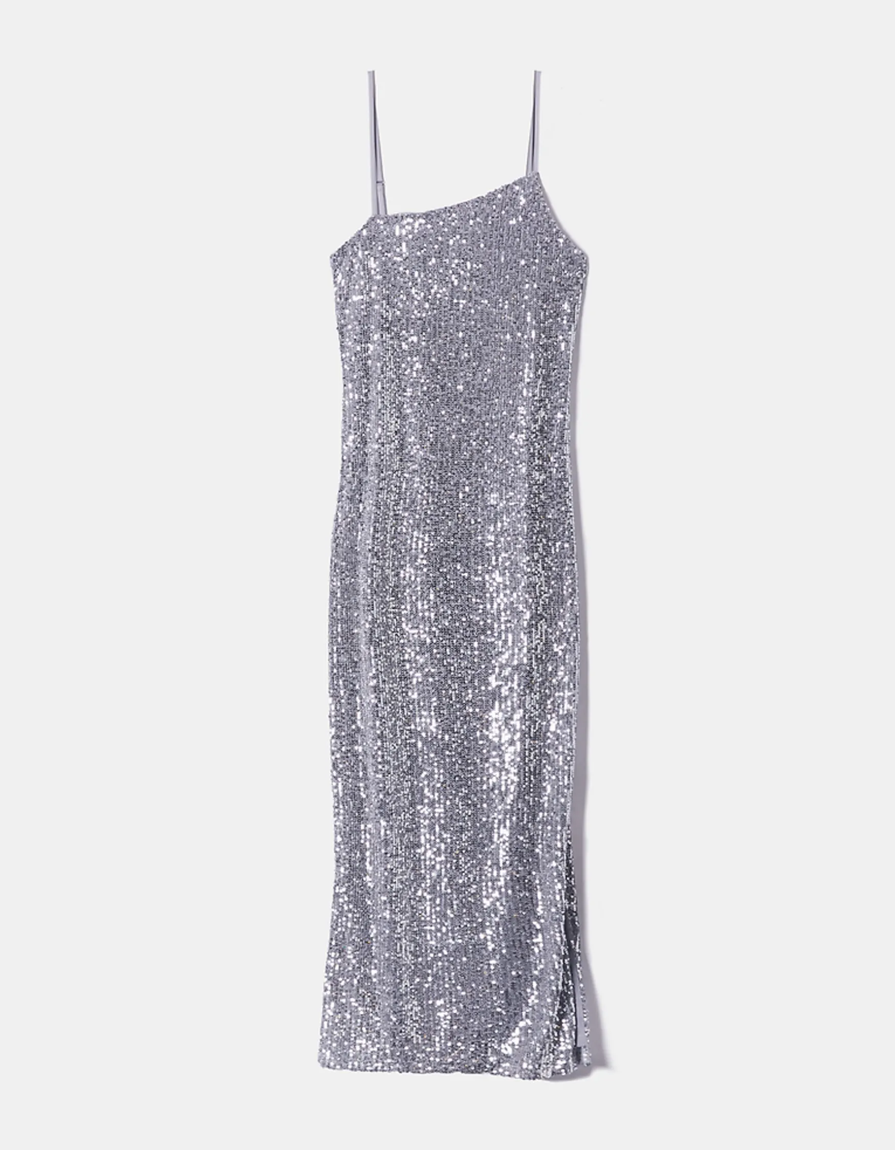 Abito midi argento con paillettes e spacco laterale^Tally Weijl Fashion