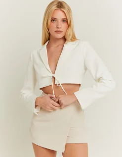 Blazer Ultra Corto Bianco con Fiocco Frontale^Tally Weijl Outlet