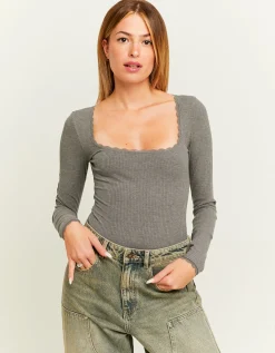 Body Basico Grigio con Dettaglio in Pizzo^Tally Weijl Clearance