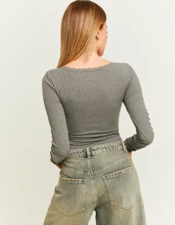 Body Basico Grigio con Dettaglio in Pizzo^Tally Weijl Clearance