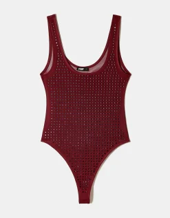 Body in Tulle Rosso con Strass Quadrati^Tally Weijl Outlet