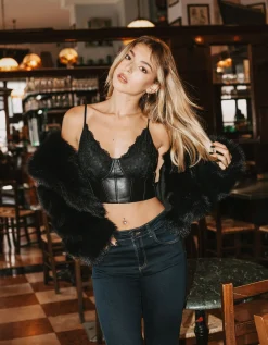Bralette in Finta Pelle Nera con Coppe in Pizzo^Tally Weijl Clearance