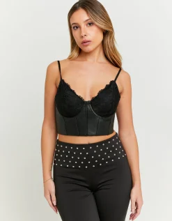 Bralette in Finta Pelle Nera con Coppe in Pizzo^Tally Weijl Clearance