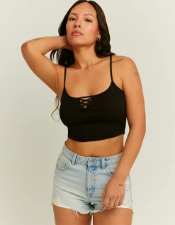 Canottiera Nera con Lace Up Frontale^Tally Weijl Discount