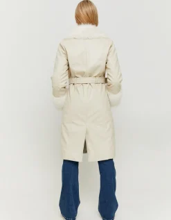 Cappotto Trench Bianco in Finta Pelle con Dettagli in Finta Pelliccia^Tally Weijl Cheap