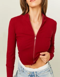 Cardigan Aderente Rosso con Zip^Tally Weijl Best Sale