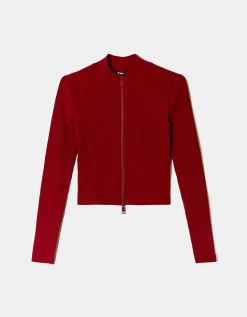 Cardigan Aderente Rosso con Zip^Tally Weijl Best Sale