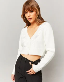 Cardigan Corto Bianco con Strass^Tally Weijl Best Sale