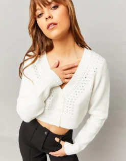 Cardigan Corto Bianco con Strass^Tally Weijl Best Sale