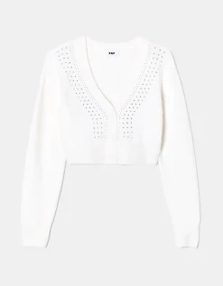 Cardigan Corto Bianco con Strass^Tally Weijl Best Sale
