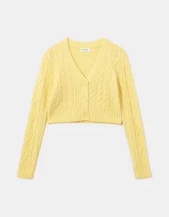 Cardigan Corto In Maglia Intrecciata Giallo^Tally Weijl Discount