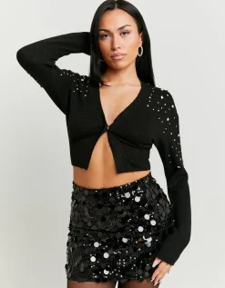 Cardigan Corto con Spilla Fiocco in Strass^Tally Weijl New