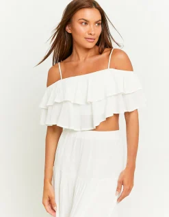 Crop Top Bianco con Volants^Tally Weijl Store