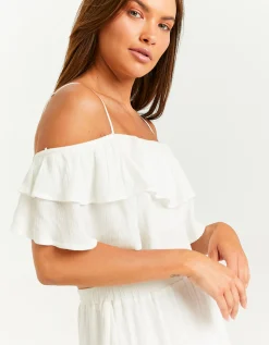 Crop Top Bianco con Volants^Tally Weijl Store
