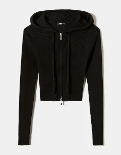Felpa con Cappuccio Nera in Maglia^Tally Weijl Store
