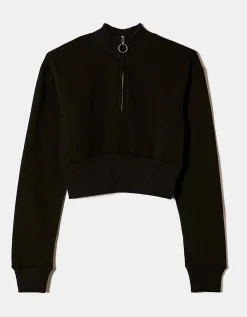 Felpa Corta Nera con Zip^Tally Weijl Discount
