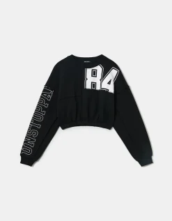 Felpa Corta Stampata Nera^Tally Weijl Store