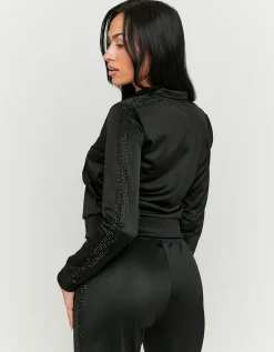 Felpa Nera con Bande in Strass^Tally Weijl Discount