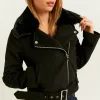 Giacca Biker Scamosciata con Colletto in Pelliccia Sintetica^Tally Weijl Cheap