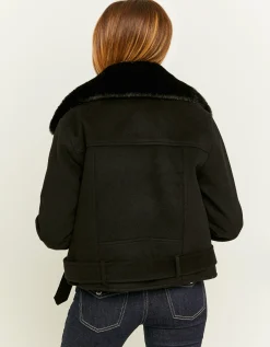 Giacca Biker Scamosciata con Colletto in Pelliccia Sintetica^Tally Weijl Cheap