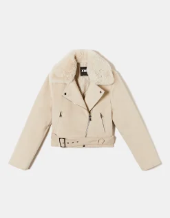 Giacca Biker Scamosciata con Colletto in Pelliccia Sintetica^Tally Weijl Store