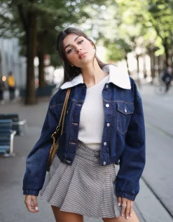 Giacca di Jeans con Colletto in Finta Pelliccia^Tally Weijl New