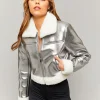 Giacca in similpelle stile aviatore argento^Tally Weijl Best Sale