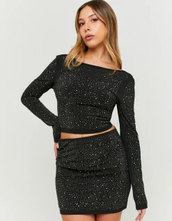 Gonna Corta Nera con Strass^Tally Weijl Sale
