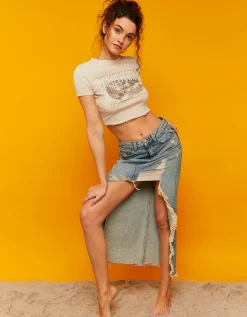 Gonna di Jeans a Vita Alta con Strappi^Tally Weijl Sale