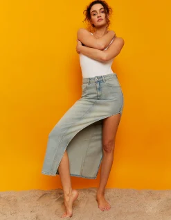 Gonna in Jeans a Vita Alta con Spacco Laterale^Tally Weijl Hot