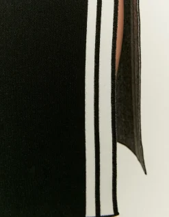 Gonna Lunga in Maglia Nera con Dettaglio Stile Collegiale^Tally Weijl Discount