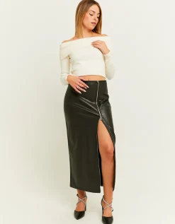 Gonna Maxi Nera in Finta Pelle con Zip^Tally Weijl Clearance