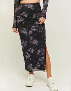 Gonna Midi in Mesh Nera a Fiori^Tally Weijl Cheap