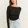 Maglietta Basica Nera con Scollo a Barca^Tally Weijl Fashion