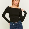 Maglietta Nera con Scollo a Barca^Tally Weijl Store
