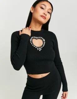Maglione Aderente con Cut out a Cuore e Strass^Tally Weijl Shop