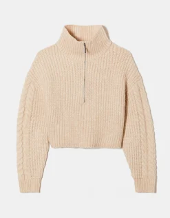 Maglione Bianco a Collo Alto con Zip^Tally Weijl Outlet
