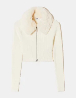 Maglione Bianco con Collo in Finta Pelliccia^Tally Weijl Shop
