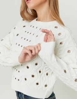 Maglione Bianco con Occhielli^Tally Weijl Flash Sale