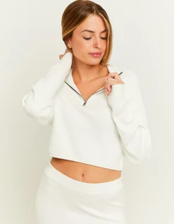 Maglione Corto Bianco con Zip^Tally Weijl Clearance