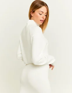 Maglione Corto Bianco con Zip^Tally Weijl Clearance