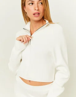 Maglione Corto Bianco con Zip^Tally Weijl Clearance