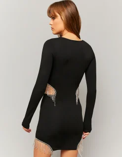 Mini abito aderente con strass a cascata^Tally Weijl Store