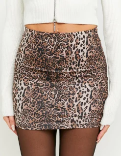 Minigonna Nera Stampa Leo con Strass Neri^Tally Weijl New