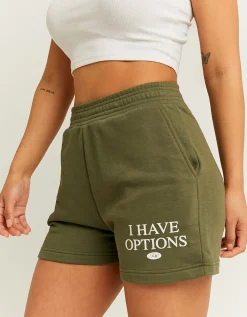 Pantaloncini in Tuta Kaki con Stampa^Tally Weijl Fashion