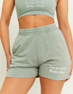 Pantaloncini Kaki in Felpa con Stampa^Tally Weijl Shop