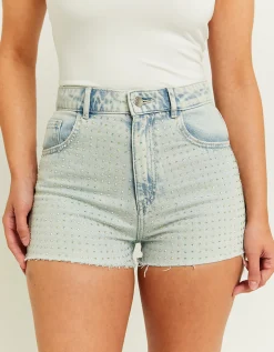 Pantaloncini Mom a Vita Alta con Strass^Tally Weijl Hot
