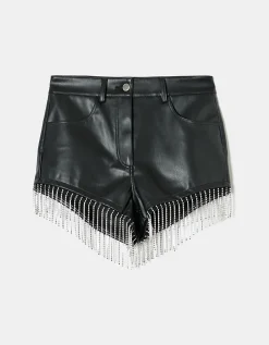 Pantaloncini neri in similpelle con strass a cascata^Tally Weijl Best