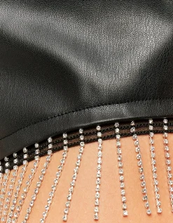 Pantaloncini neri in similpelle con strass a cascata^Tally Weijl Best