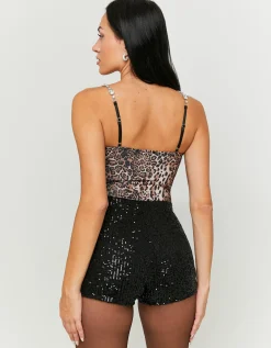 Pantaloncino a Vita Alta Neri con Paillettes^Tally Weijl Store